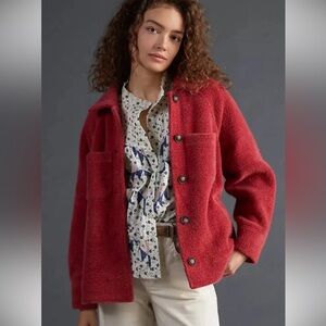 Greylin Muted Red Teddy Jacket XL Soft $138 Button Up Pockets